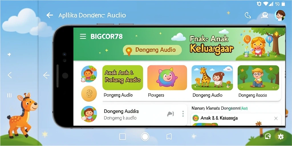 Antarmuka menarik dan mudah digunakan untuk mendengarkan dongeng.