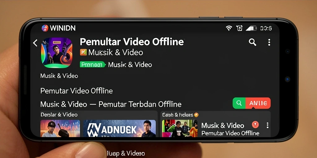 Antarmuka WINIDN yang bersih dan intuitif untuk pemutar video offline.