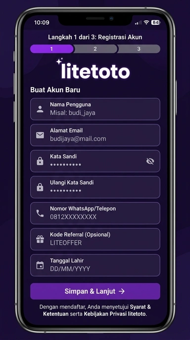 Panduan Registrasi Akun litetoto untuk Android